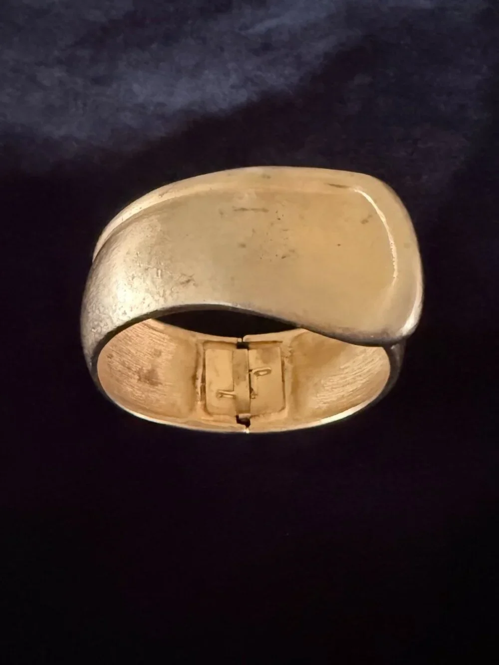 Les Bernard Vogue Matte Gold Hinged Bangle Bracelet VO